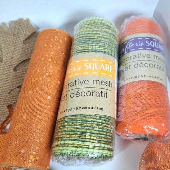 Lot Of Fall Thanksgiving Decorative Mesh Wire Edge Ribbon Crafting... - Picture 7 of 11